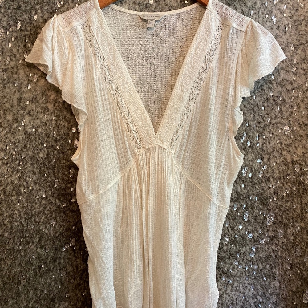 Cream Flutter Sleeve Top - Lucky Brand